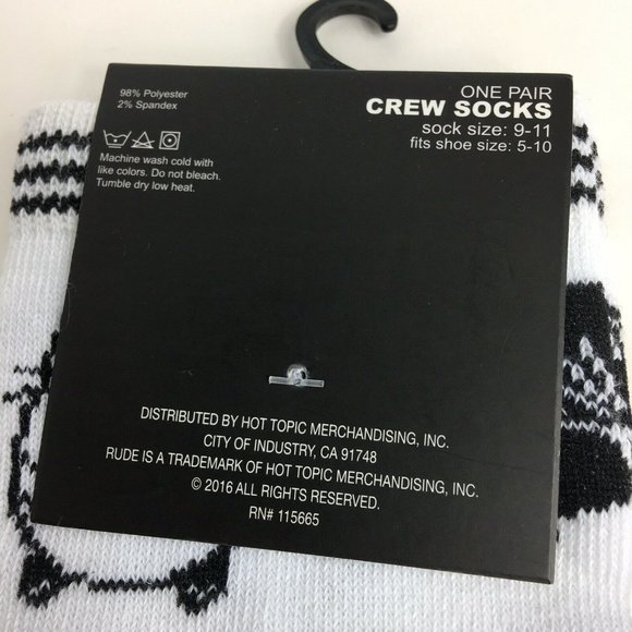 Rude Cat Womens Crew Socks Hot Topic Black White Meow Cats Kittens Kitty Fun New - Picture 4 of 12